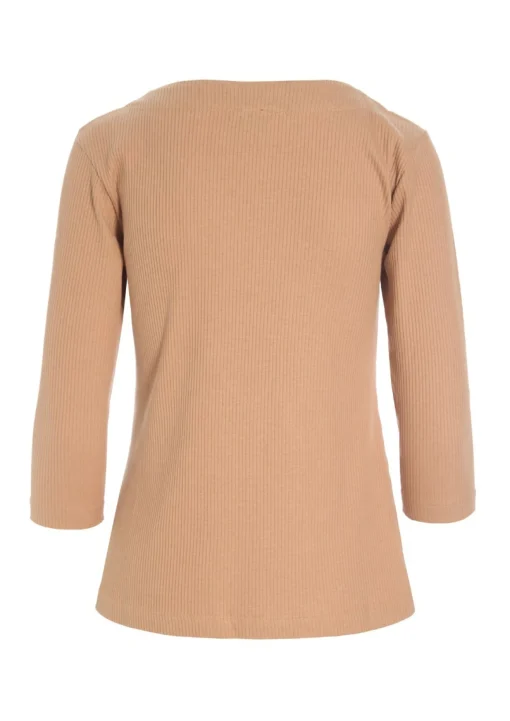 Globe rib bluse med 3/4 ærme