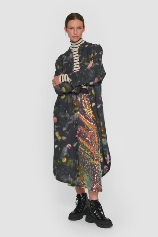 Oiled sequin nederdel